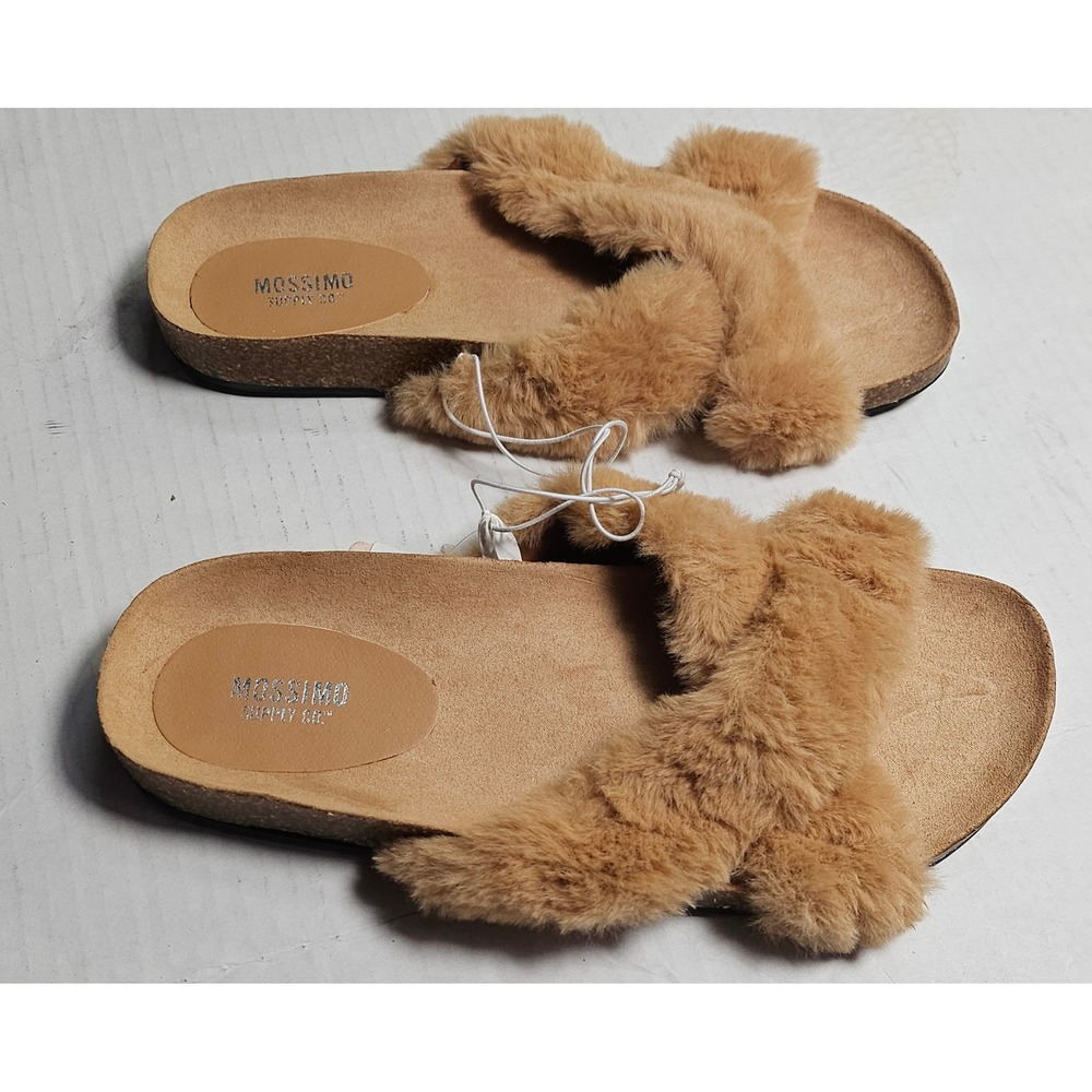 Mossimo Supply Co Bella Faux Fur Slides Tan Women's Size 7.5 Slip On Sandals New - Picture 5 of 12